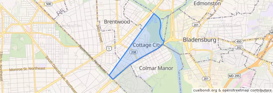 Mapa de ubicacion de Cottage City.
