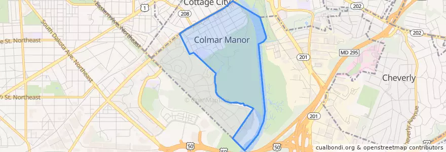 Mapa de ubicacion de Colmar Manor.