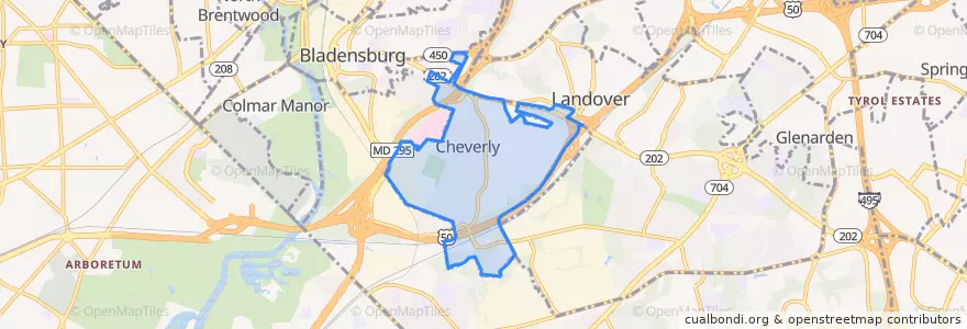 Mapa de ubicacion de Cheverly.