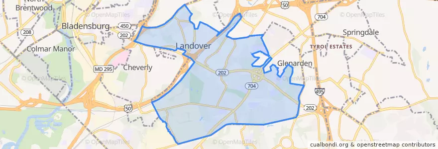 Mapa de ubicacion de Greater Landover.