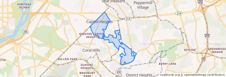 Mapa de ubicacion de Capitol Heights.