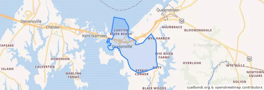 Mapa de ubicacion de Grasonville.