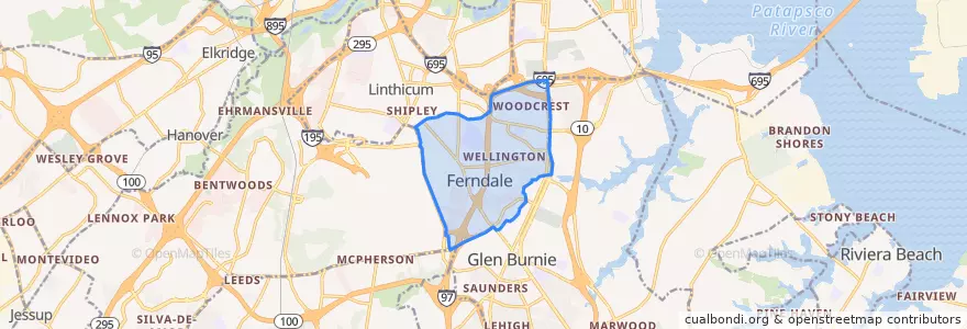 Mapa de ubicacion de Ferndale.