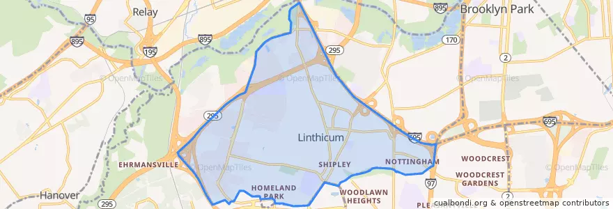 Mapa de ubicacion de Linthicum.