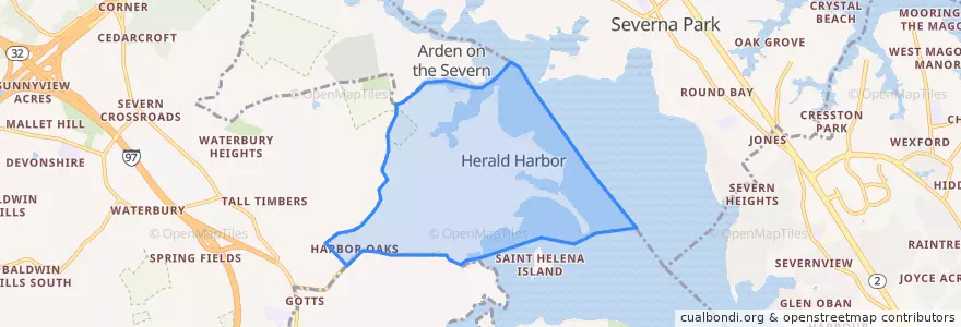 Mapa de ubicacion de Herald Harbor.