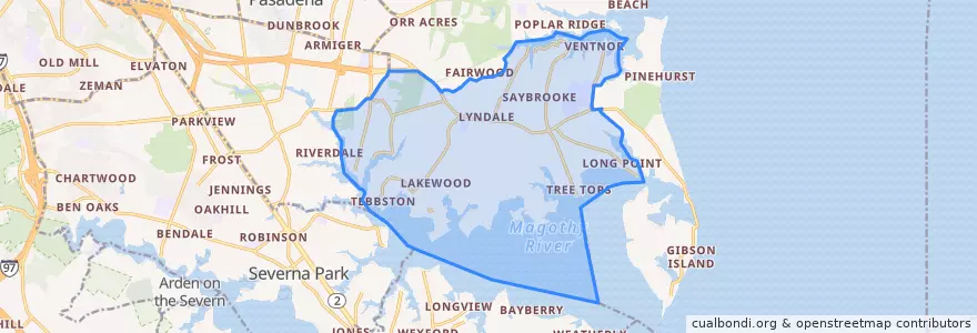 Mapa de ubicacion de Lake Shore.