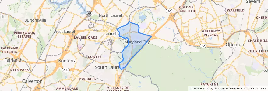 Mapa de ubicacion de Maryland City.