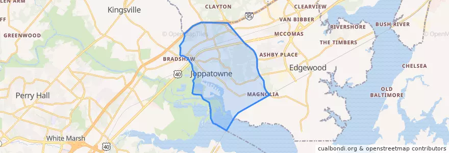 Mapa de ubicacion de Joppatowne.