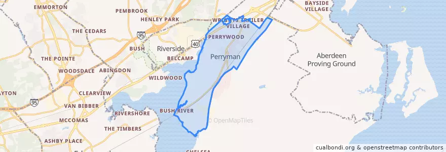 Mapa de ubicacion de Perryman.