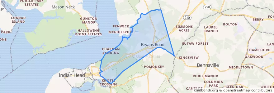 Mapa de ubicacion de Bryans Road.