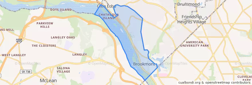 Mapa de ubicacion de Brookmont.