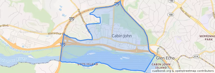 Mapa de ubicacion de Cabin John.