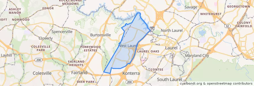Mapa de ubicacion de West Laurel.