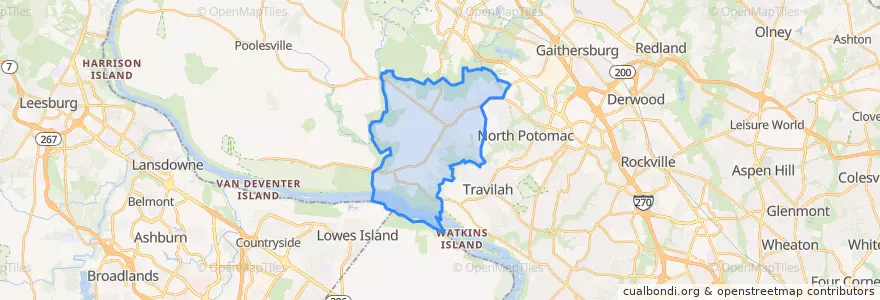 Mapa de ubicacion de Darnestown.