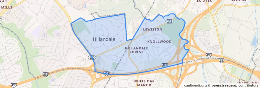 Mapa de ubicacion de Hillandale.
