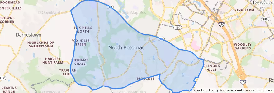 Mapa de ubicacion de North Potomac.