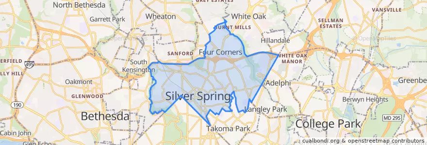 Mapa de ubicacion de Silver Spring.