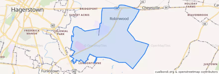 Mapa de ubicacion de Robinwood.