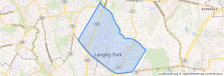 Mapa de ubicacion de Langley Park.