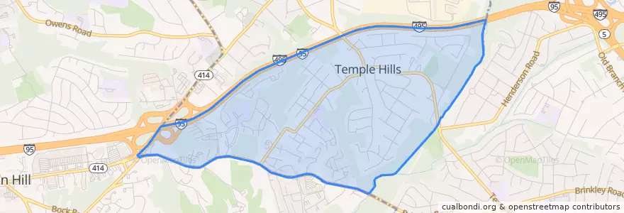 Mapa de ubicacion de Temple Hills.