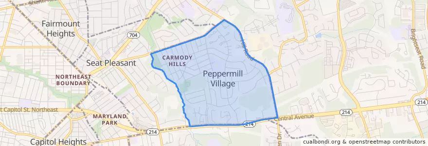 Mapa de ubicacion de Peppermill Village.