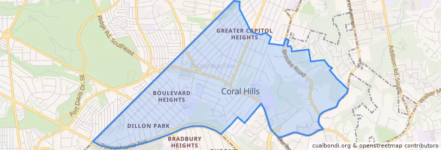 Mapa de ubicacion de Coral Hills.