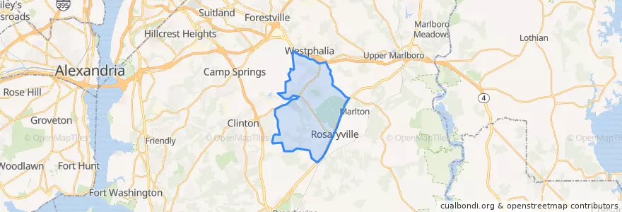 Mapa de ubicacion de Rosaryville.