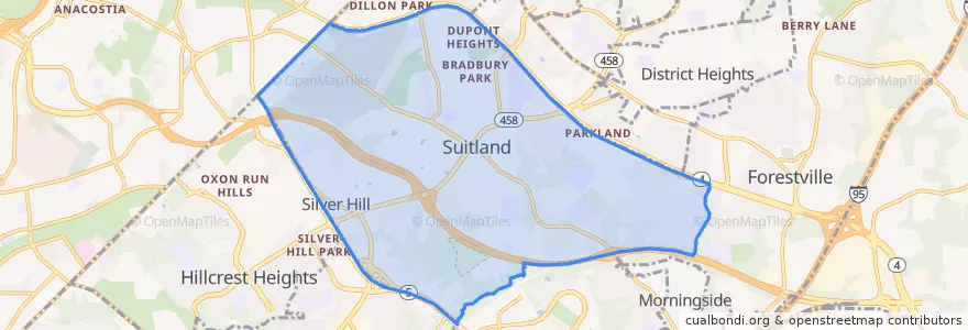 Mapa de ubicacion de Suitland-Silver Hill.