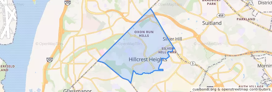 Mapa de ubicacion de Hillcrest Heights.