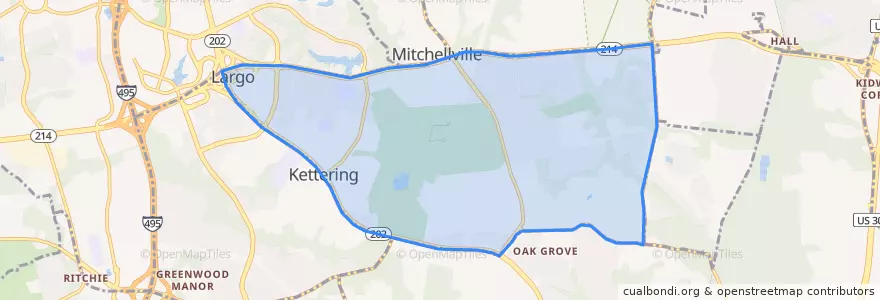 Mapa de ubicacion de Kettering.