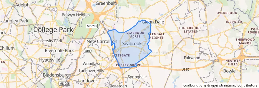Mapa de ubicacion de Lanham-Seabrook.