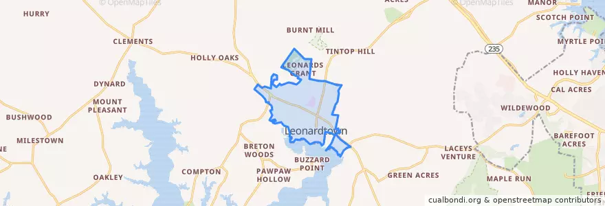 Mapa de ubicacion de Leonardtown.