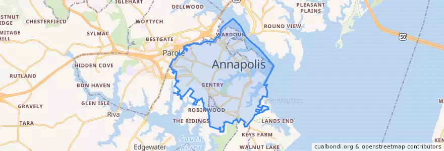 Mapa de ubicacion de Annapolis.