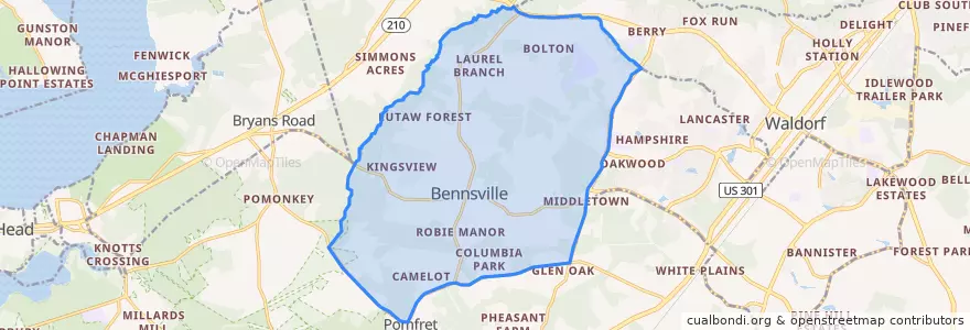 Mapa de ubicacion de Bennsville.