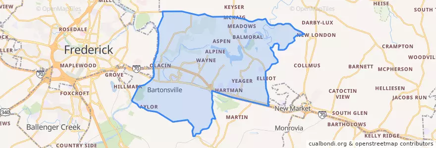 Mapa de ubicacion de Linganore-Bartonsville.
