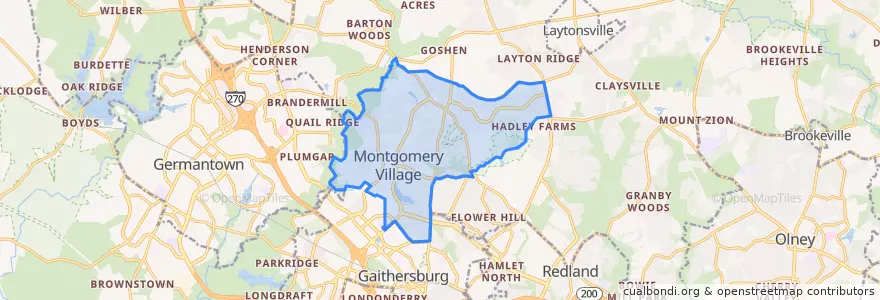Mapa de ubicacion de Montgomery Village.