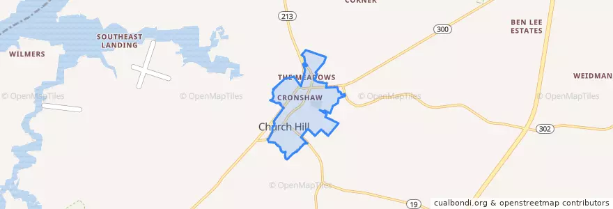 Mapa de ubicacion de Church Hill.