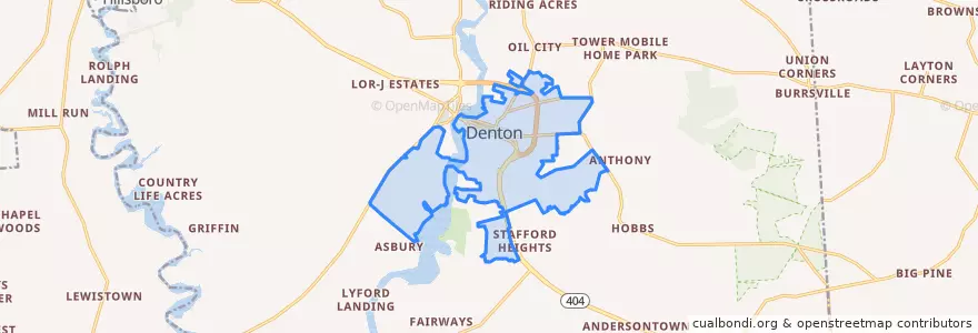 Mapa de ubicacion de Denton.