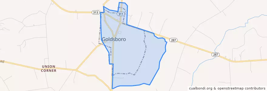 Mapa de ubicacion de Goldsboro.