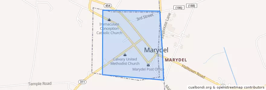 Mapa de ubicacion de Marydel.