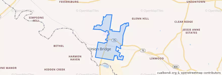 Mapa de ubicacion de Union Bridge.