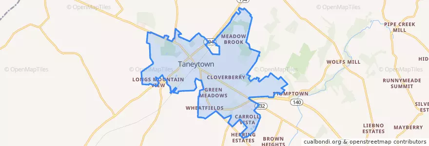 Mapa de ubicacion de Taneytown.