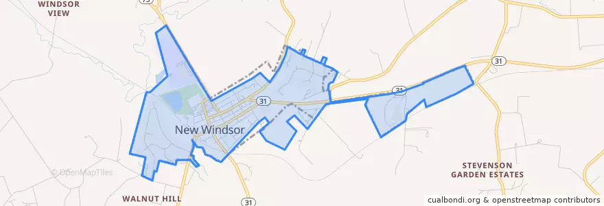 Mapa de ubicacion de New Windsor.