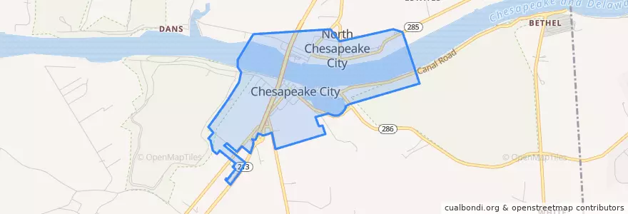 Mapa de ubicacion de Chesapeake City.