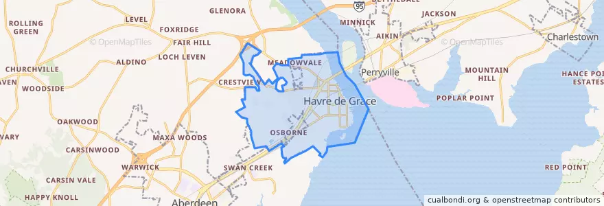 Mapa de ubicacion de Havre de Grace.