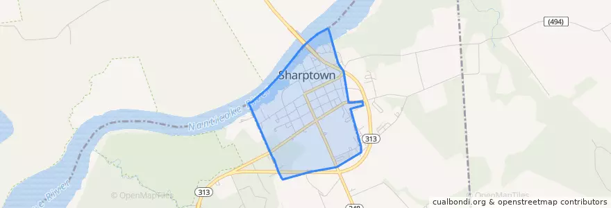 Mapa de ubicacion de Sharptown.