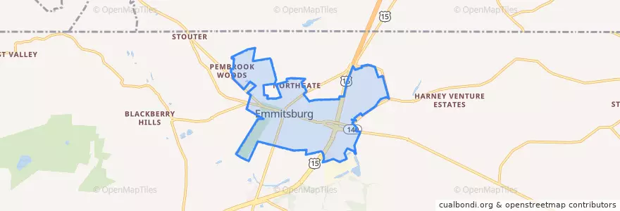 Mapa de ubicacion de Emmitsburg.
