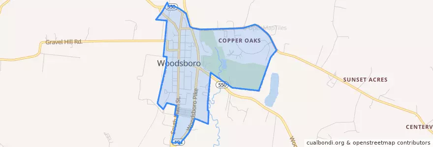 Mapa de ubicacion de Woodsboro.