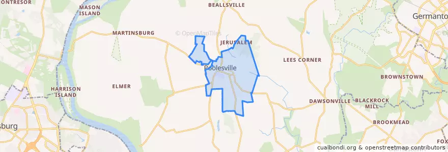Mapa de ubicacion de Poolesville.