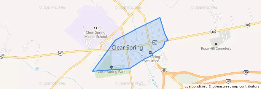 Mapa de ubicacion de Clear Spring.
